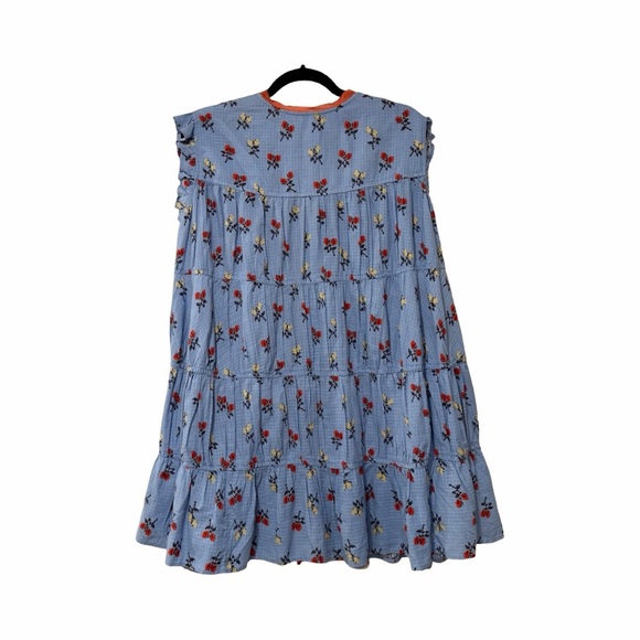 NWT FREE PEOPLE Sundown Cottage Floral Mini Blue Dress Sz M - Picture 4 of 8